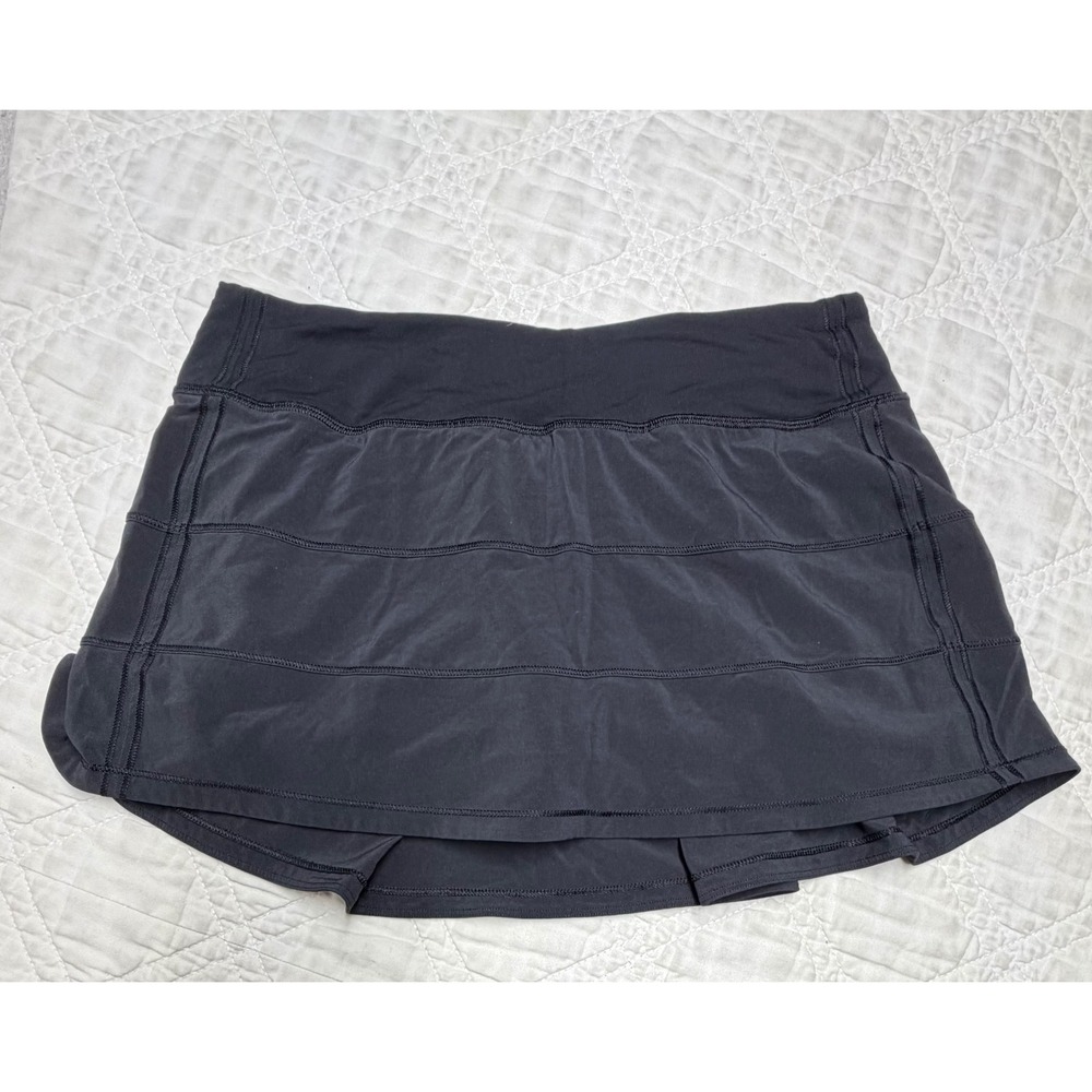 Lululemon Pace Rival Skirt Women 6 Black Regular Athletic Skort Tennis Running